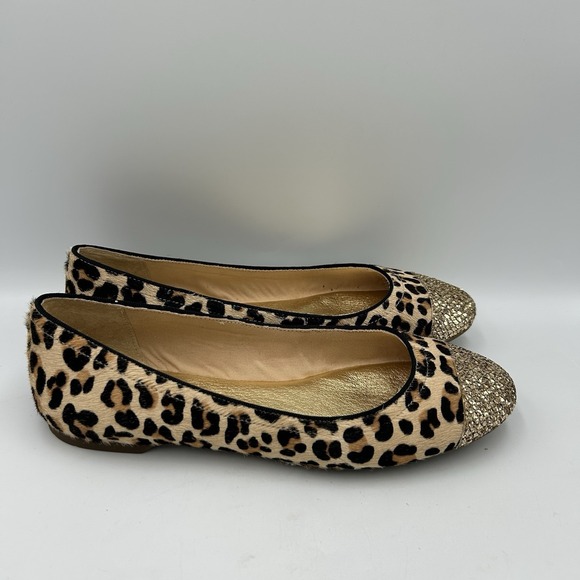 Sperry‎ Top Sider Ballet Flats 7M Leopard Print Leather Glitter Cap Toe - Picture 2 of 8